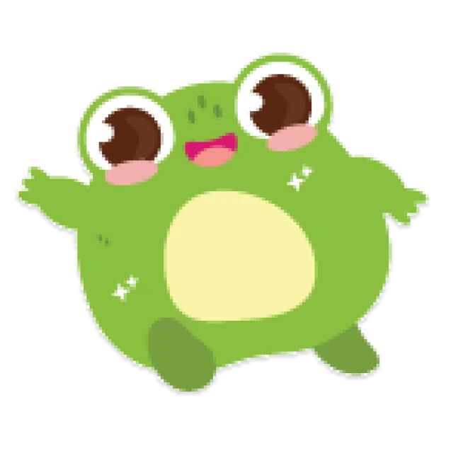 A cheerful froggy in the background